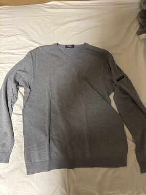 Vintage Polo Jeans Company Gray V-Neck Sweater Medium